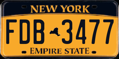 NY license plate FDB3477