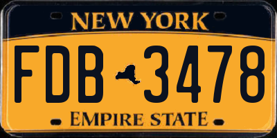 NY license plate FDB3478