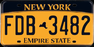 NY license plate FDB3482