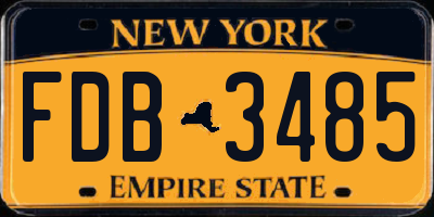 NY license plate FDB3485