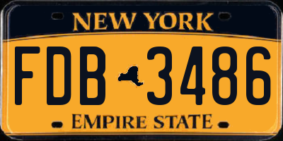NY license plate FDB3486