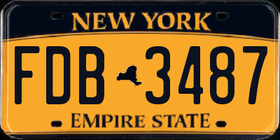 NY license plate FDB3487