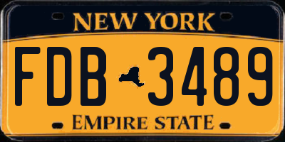 NY license plate FDB3489