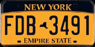 NY license plate FDB3491