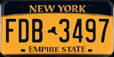 NY license plate FDB3497