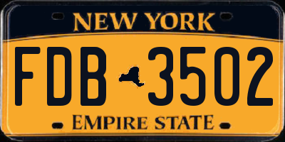 NY license plate FDB3502