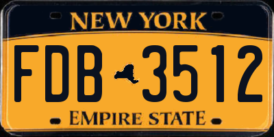 NY license plate FDB3512