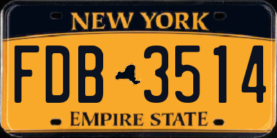 NY license plate FDB3514