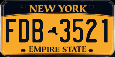 NY license plate FDB3521