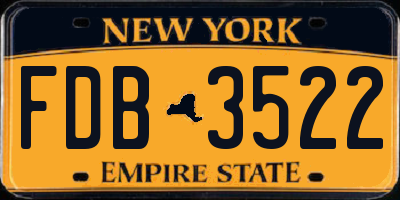NY license plate FDB3522