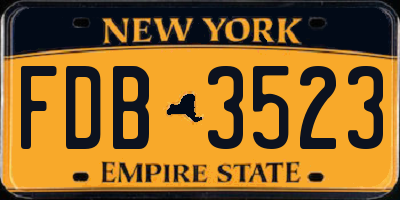 NY license plate FDB3523