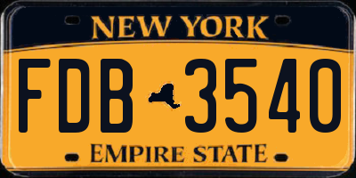 NY license plate FDB3540