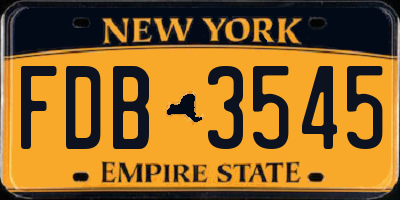 NY license plate FDB3545