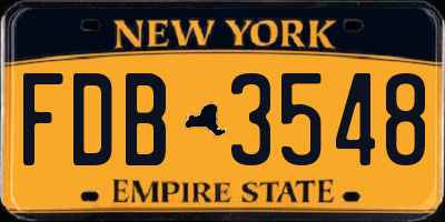 NY license plate FDB3548