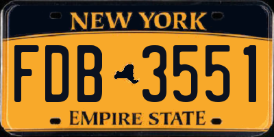 NY license plate FDB3551
