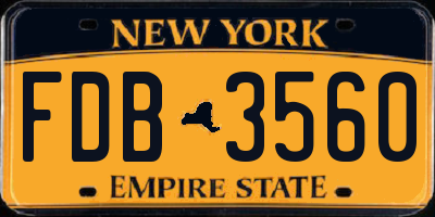 NY license plate FDB3560
