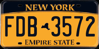 NY license plate FDB3572