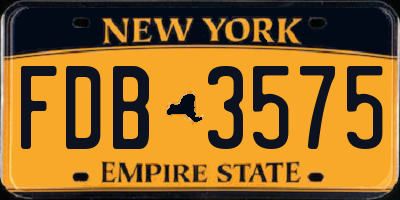 NY license plate FDB3575