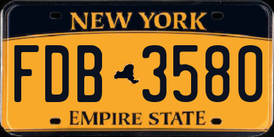 NY license plate FDB3580