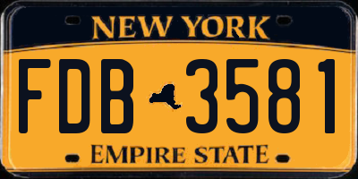 NY license plate FDB3581