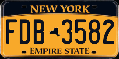 NY license plate FDB3582