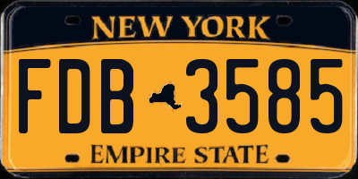 NY license plate FDB3585