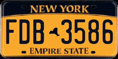 NY license plate FDB3586
