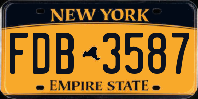 NY license plate FDB3587