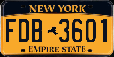 NY license plate FDB3601
