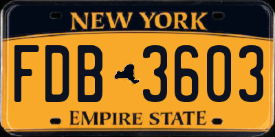 NY license plate FDB3603