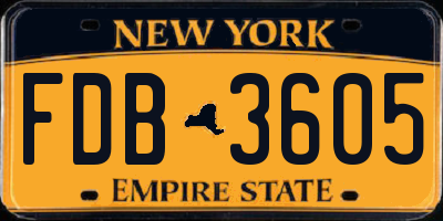 NY license plate FDB3605