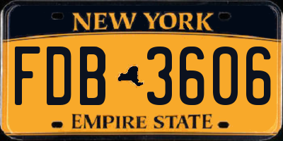 NY license plate FDB3606