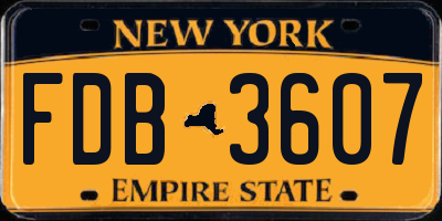 NY license plate FDB3607