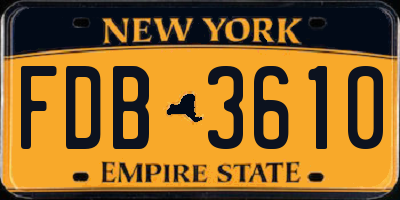 NY license plate FDB3610