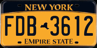 NY license plate FDB3612