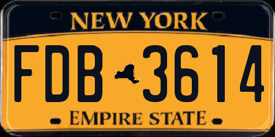NY license plate FDB3614