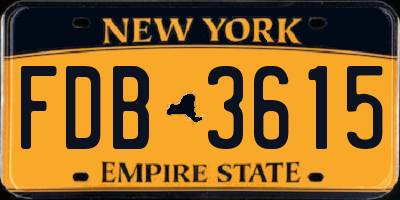 NY license plate FDB3615
