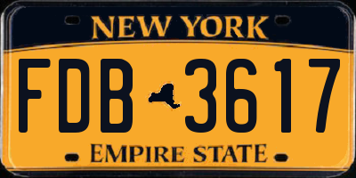 NY license plate FDB3617
