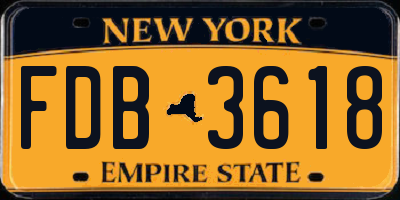 NY license plate FDB3618