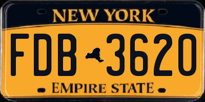 NY license plate FDB3620