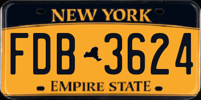 NY license plate FDB3624