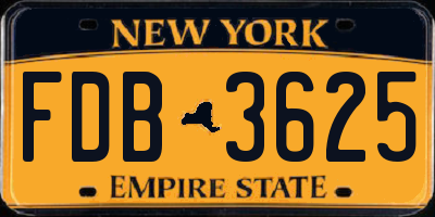NY license plate FDB3625