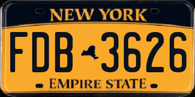 NY license plate FDB3626