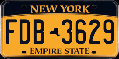 NY license plate FDB3629
