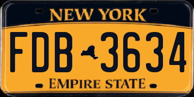 NY license plate FDB3634