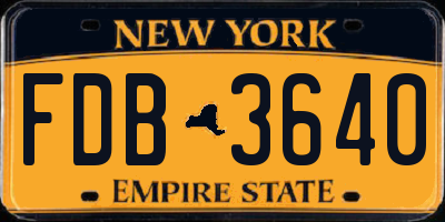 NY license plate FDB3640