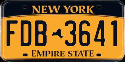 NY license plate FDB3641