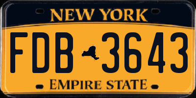 NY license plate FDB3643