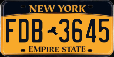 NY license plate FDB3645