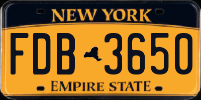 NY license plate FDB3650